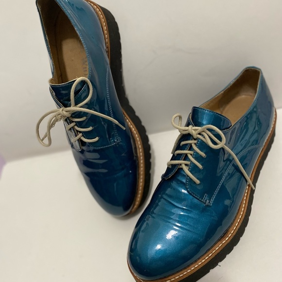 RON White Wedges Turquoise Patent Shoes Size 38 - Picture 7 of 16